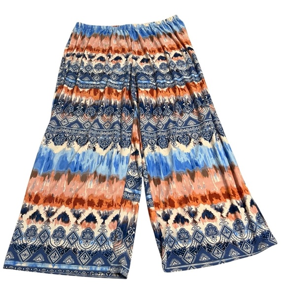 CocoBleu Palazzo Wide Leg Pants Women Large Printed Artsy Stretch Pull On 3X NWT - Picture 9 of 9